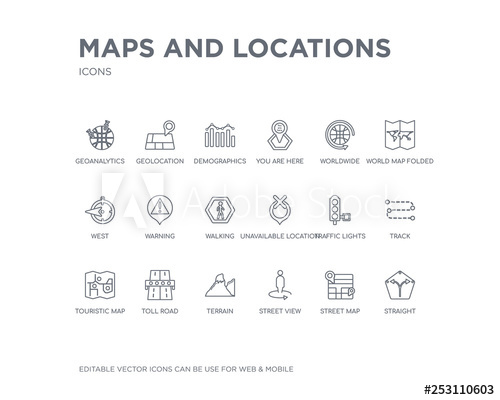 500x400 Simple Set Of Maps And Locations Vector Line Icons Contains Such
