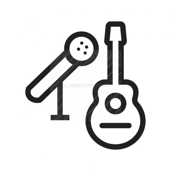 600x600 Guitar And Mic Line Icon