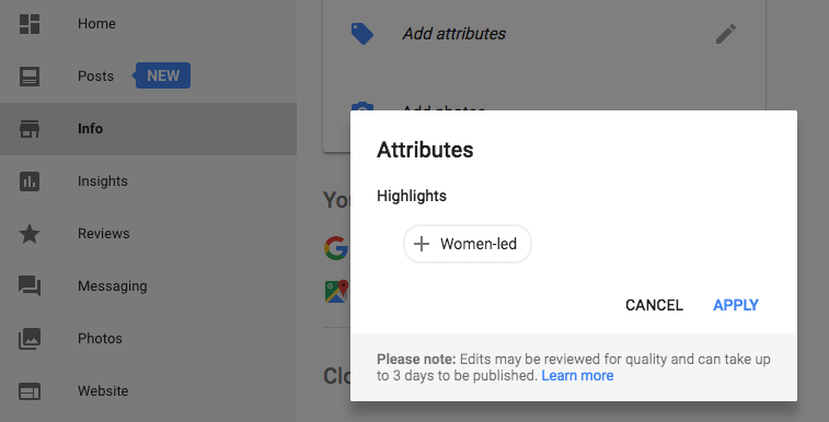 757x386 Google My Business Adds 'women Led' Icon Attribute To Business