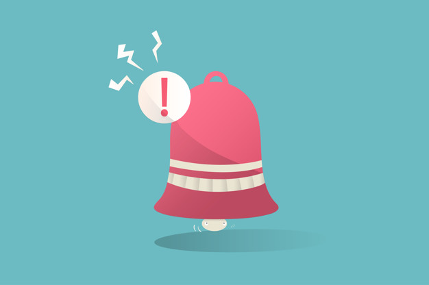 626x416 Illustration Of Notification Icon On Blue Background Vector Free