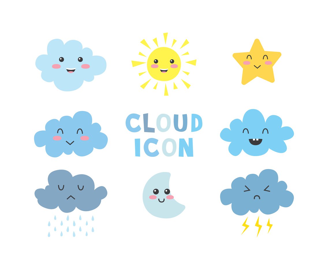 1136x936 Cute Cloud Icons Vector Art Graphics