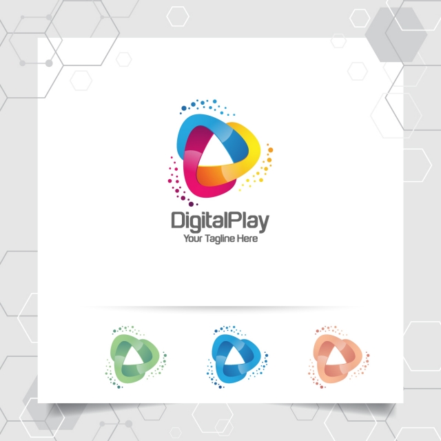 640x640 Media Play Logo Design Vector With Concept Of Colorful Play Music