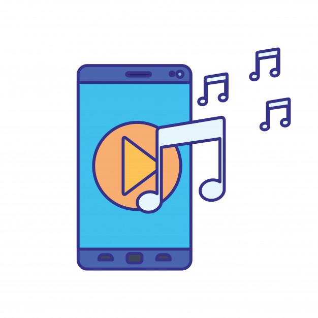 626x626 Screen Smartphone With Play Music Isolated Icon Vector Premium