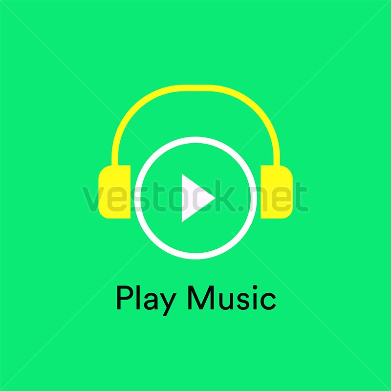 800x800 Play Music Vector Icon With Headphone Vestock