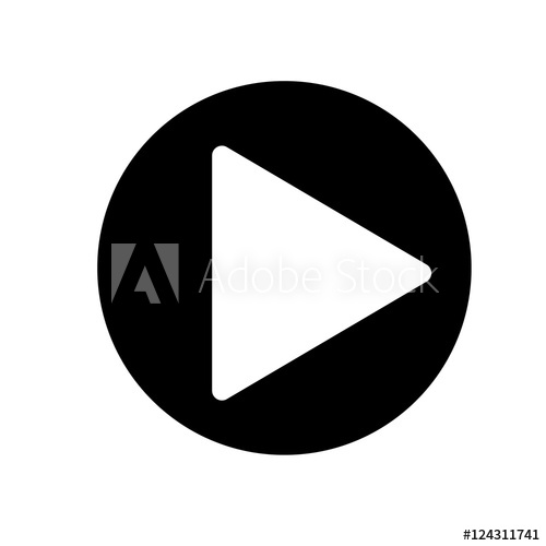 500x500 Play Icon Illustration Black And White Icon Vector Illustration