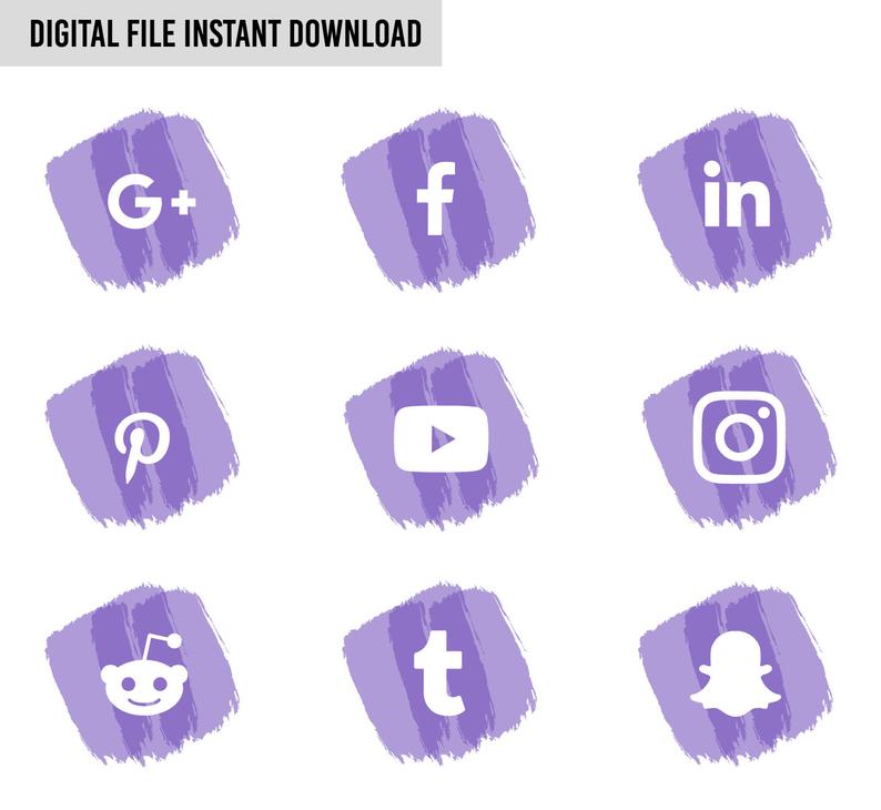 794x730 Watercolor Social Media Icon Pack Digital Download Social Etsy