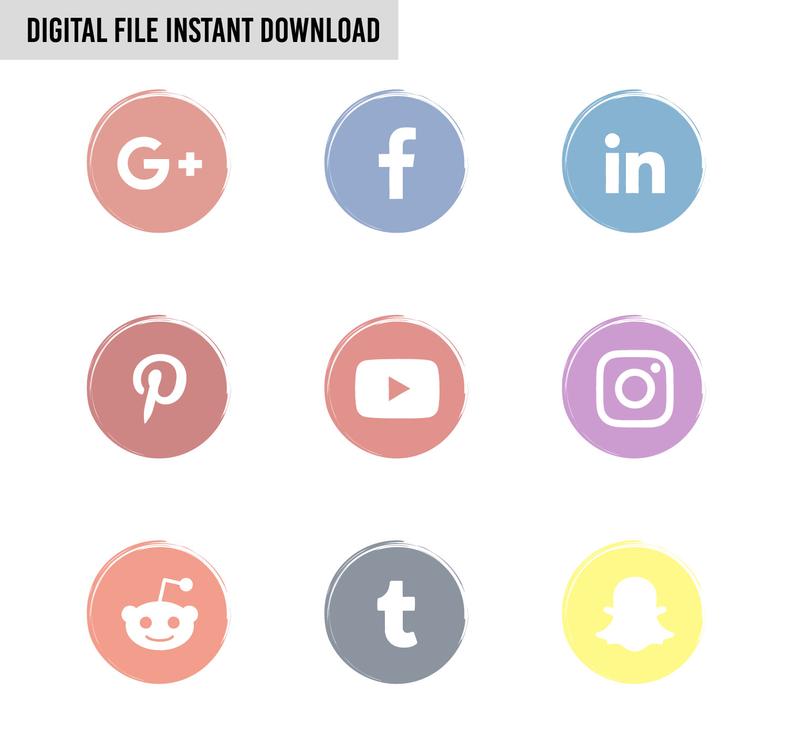794x730 Watercolor Social Media Icons Digital Download Social Etsy