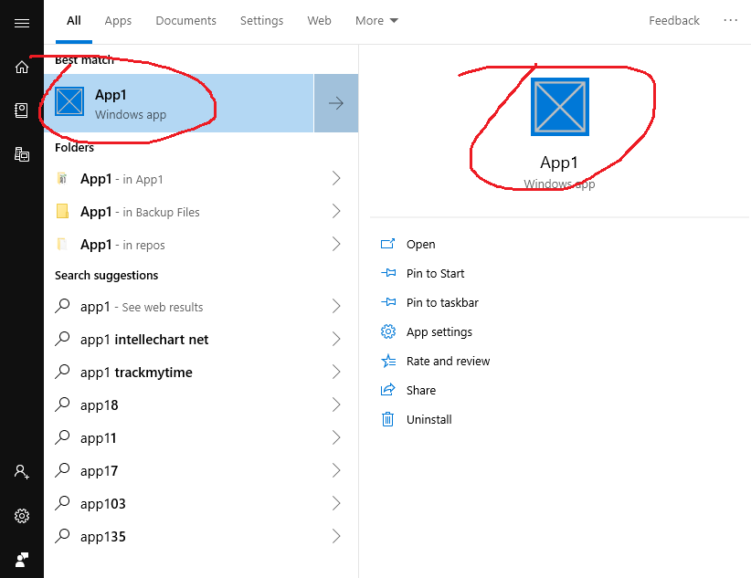 822x633 Icon When You Search For An App In Windows
