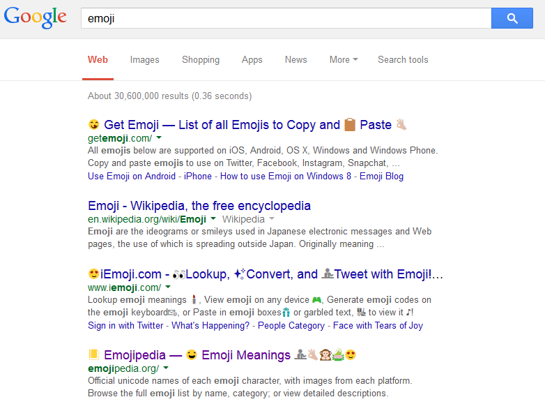 782x579 Google Search Results Displaying Full Color Emoji Icons For Desktop