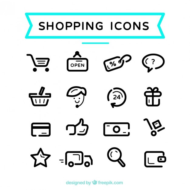 626x626 Cute Shopping Icons Vector Free Download