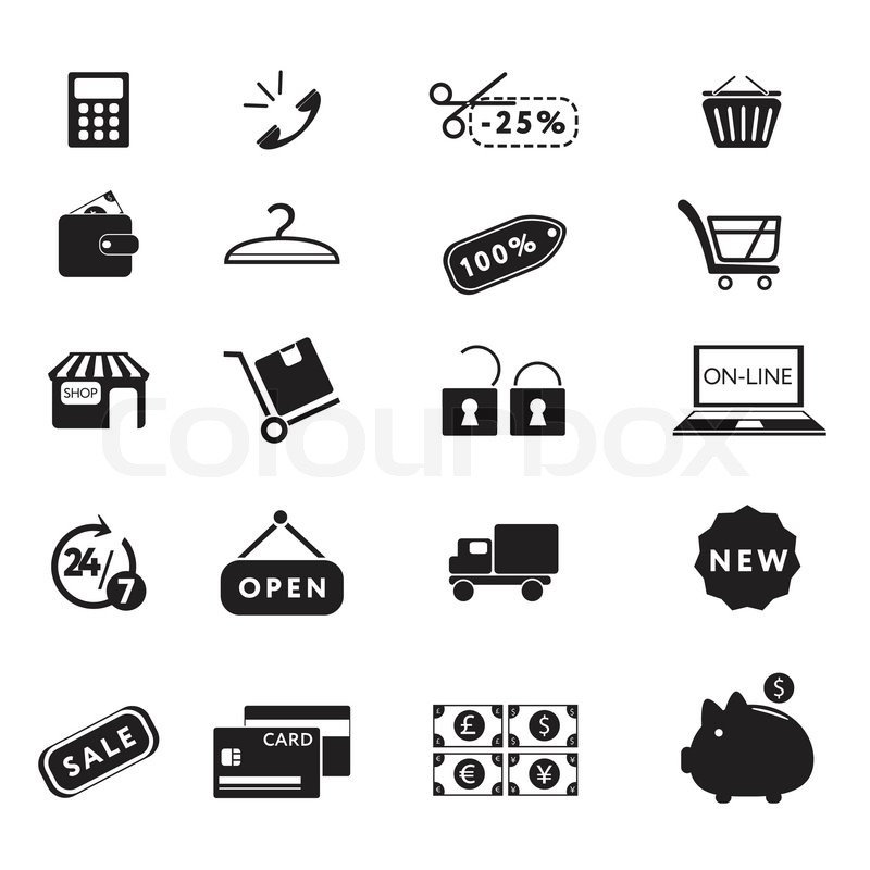 800x800 Shopping Icons Set E Shop Symbol Stock Vector Colourbox