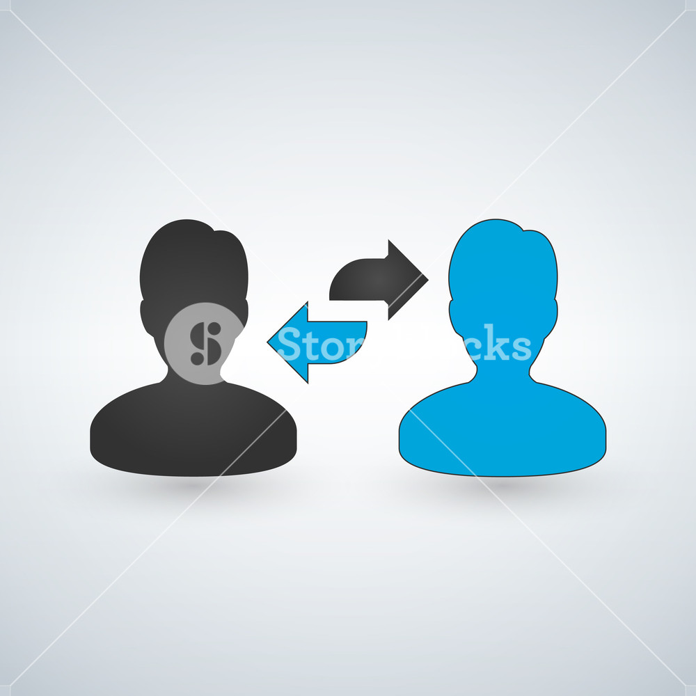 1000x1000 Interpreter With Translation Icon, Black And Blue Icons, Vector