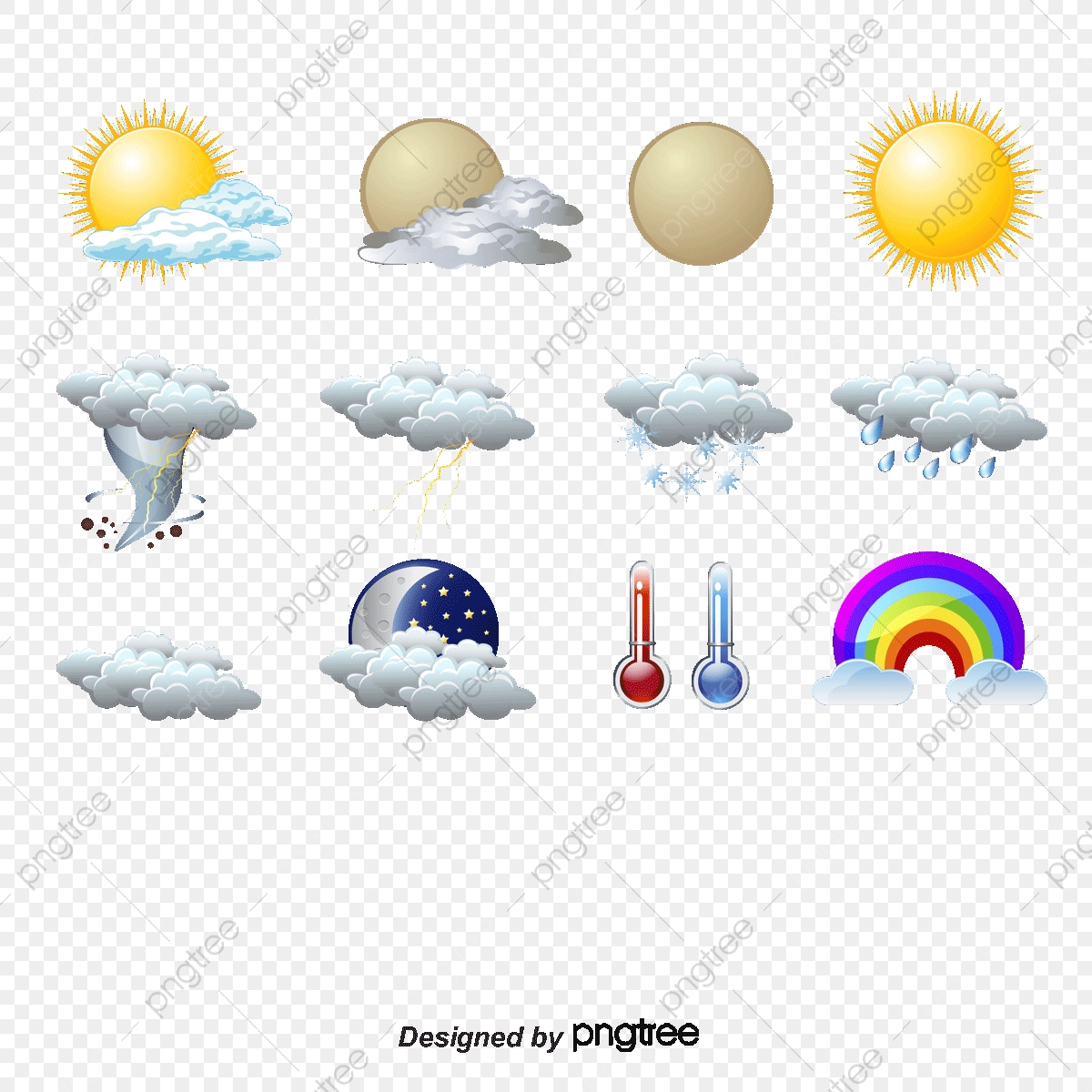 1200x1200 All Kinds Of Weather Icon Template, Weather Forecast, Rainbow, Sun