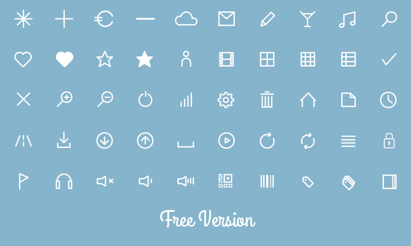 800x480 Flat Line Icons Webfont