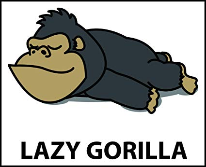Cute Sleepy Lazy Gorilla Cartoon Vinyl Sticker 425x346 Cute Sleepy Lazy Gorilla Cartoon Vinyl Sticker