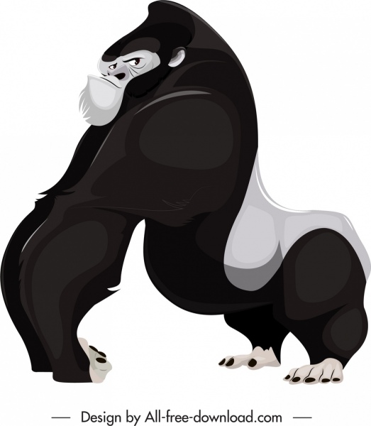 Primate Species Icon Black White Cartoon Gorilla Sketch Free 523x600 Primate Species Icon Black White Cartoon Gorilla Sketch Free