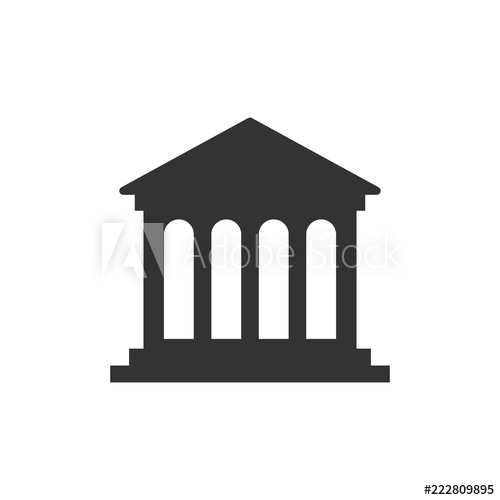 500x500 Bank Building Icon In Flat Style Government Architecture Vector