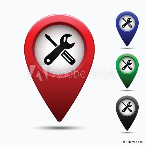 500x500 Colored Map Pointer With Symbol Car Service For Location Maps