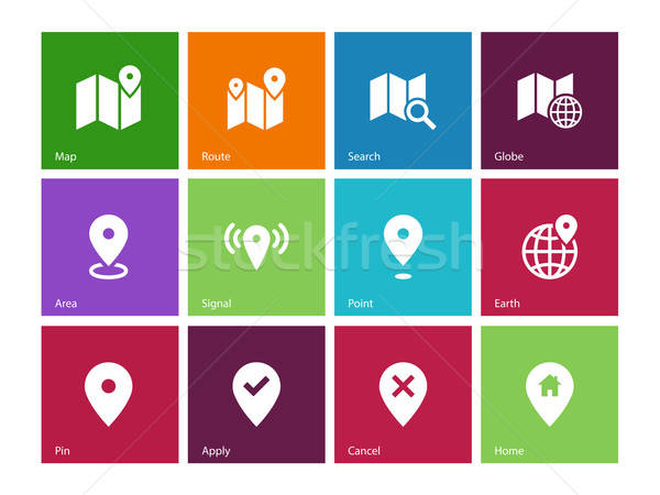 600x450 Map Icons On Color Background Gps And Navigation Vector