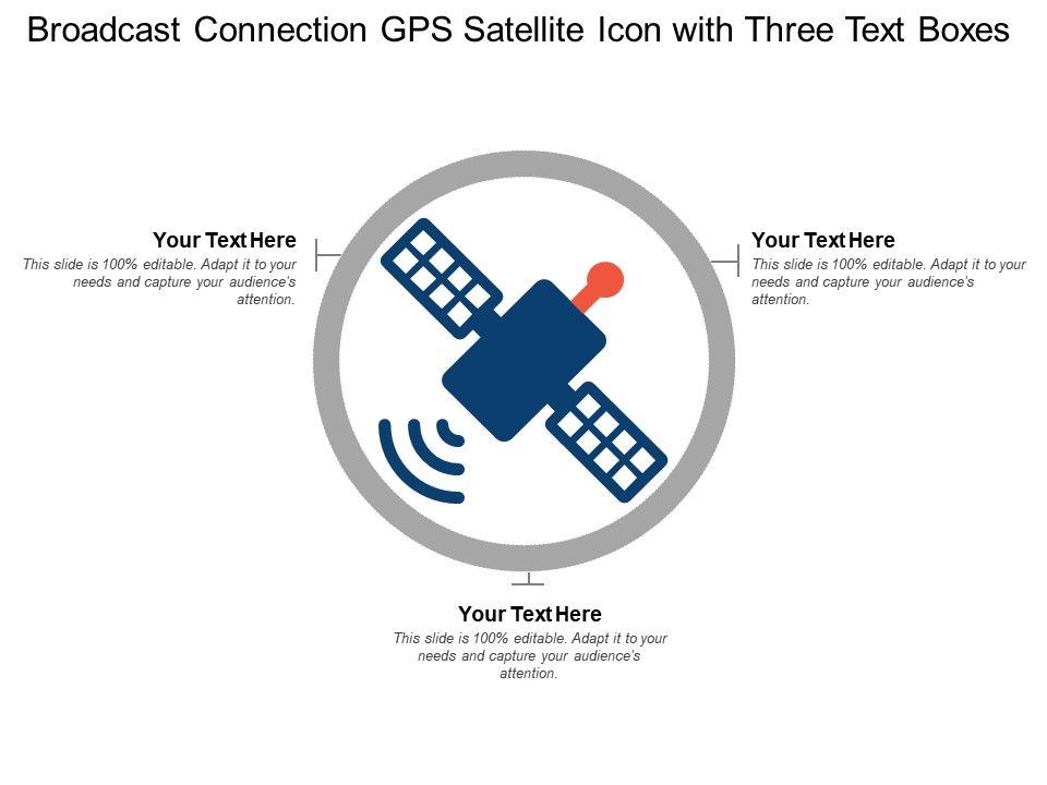Broadcast Connection Gps Satellite Icon With Three Text Boxes 960x720 Broadcast Connection Gps Satellite Icon With Three Text Boxes