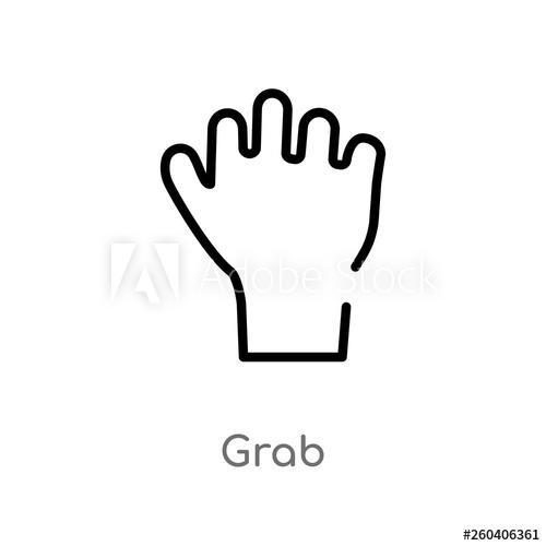 500x500 Outline Grab Vector Icon Isolated Black Simple Line Element