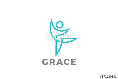 500x337 Fitness Dancing Character Abstract Logo Vector Grace Linear Icon