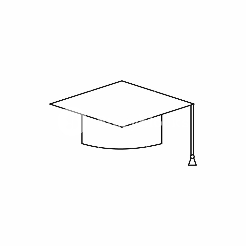 1000x1000 Graduation Cap Icon In Outline Style Isolated Illustration Royalty