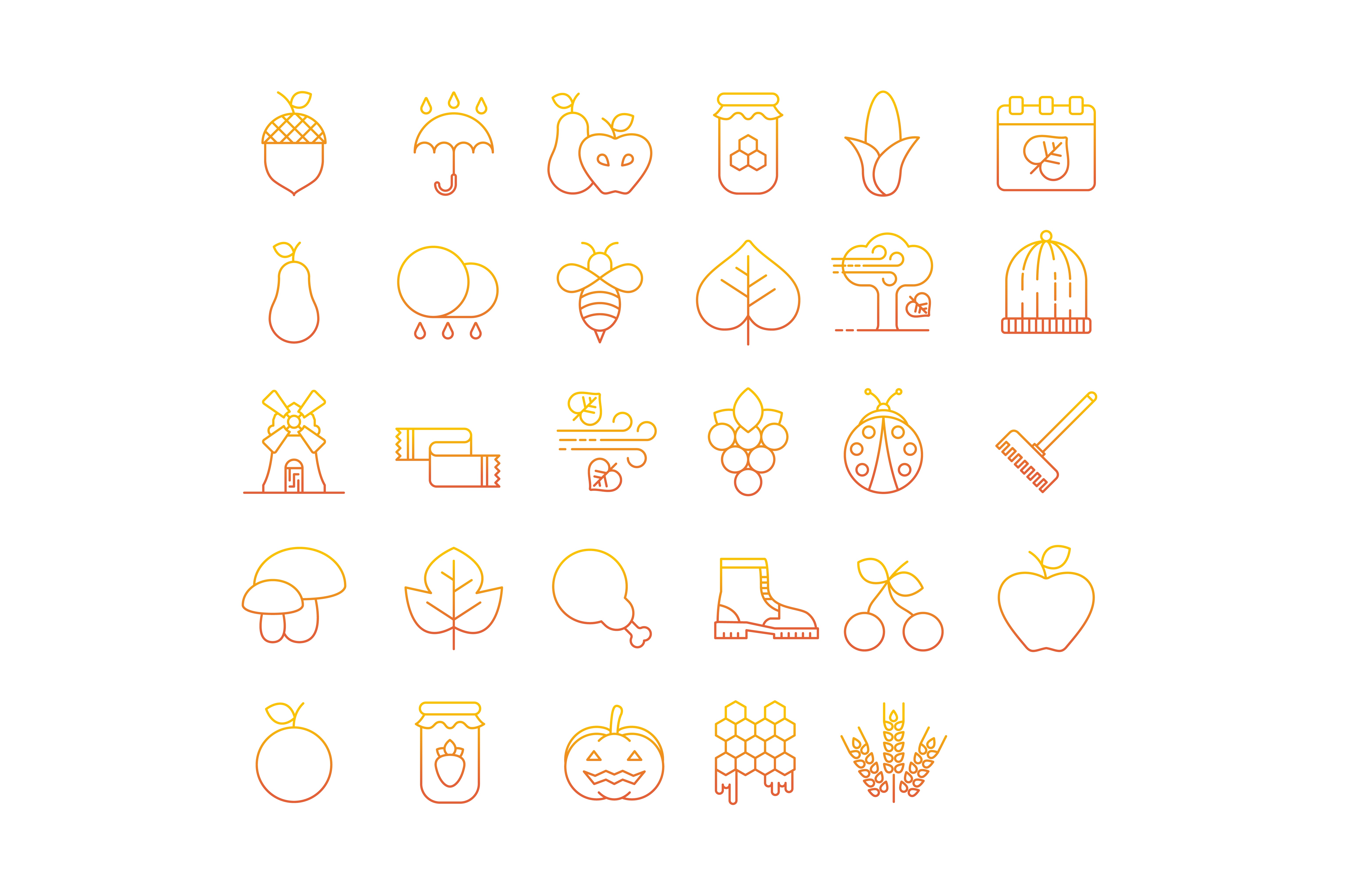 6232x4088 Autumn Gradient Icons Set Graphic