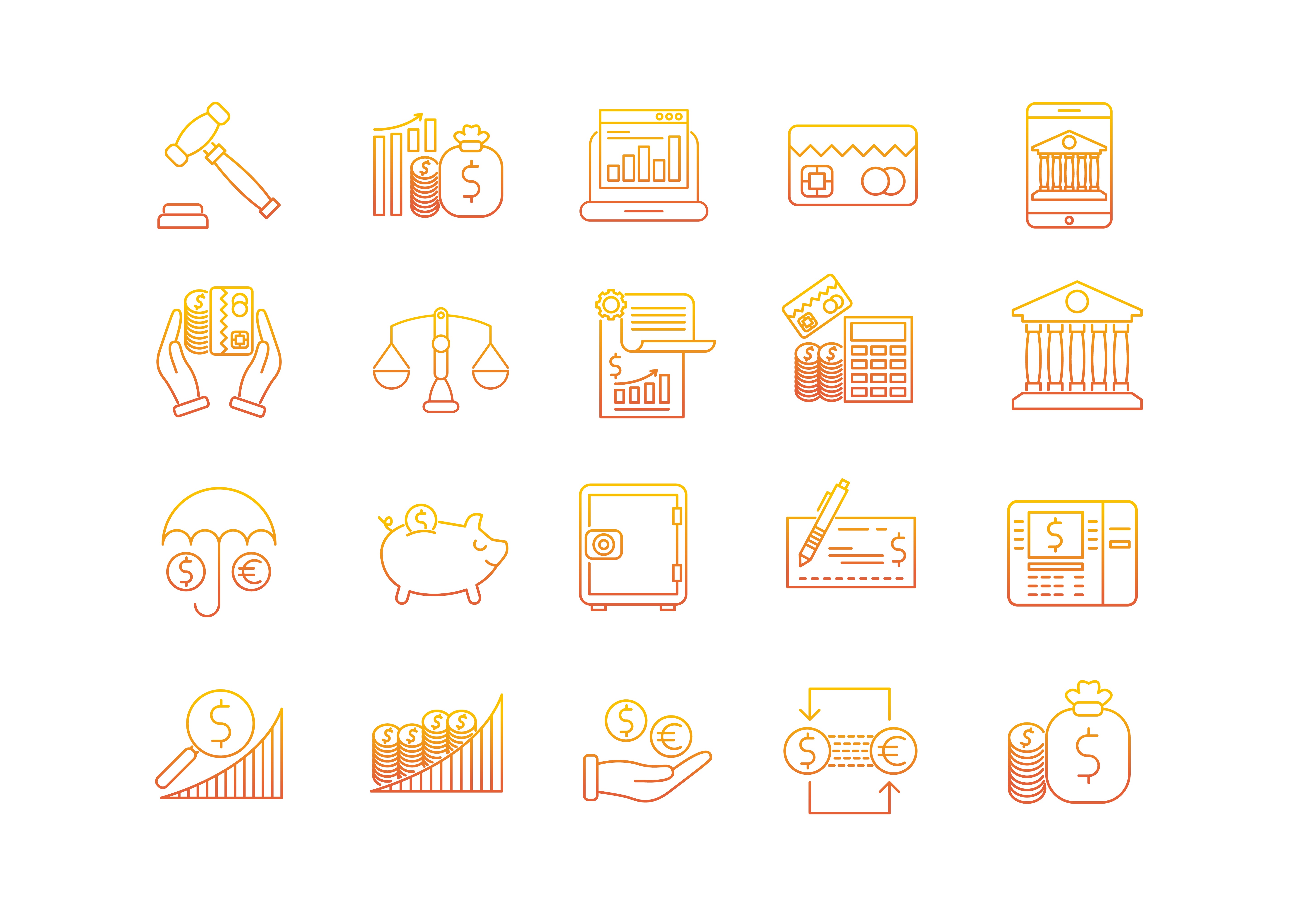 5816x4080 Banking Gradient Icon Set Graphic