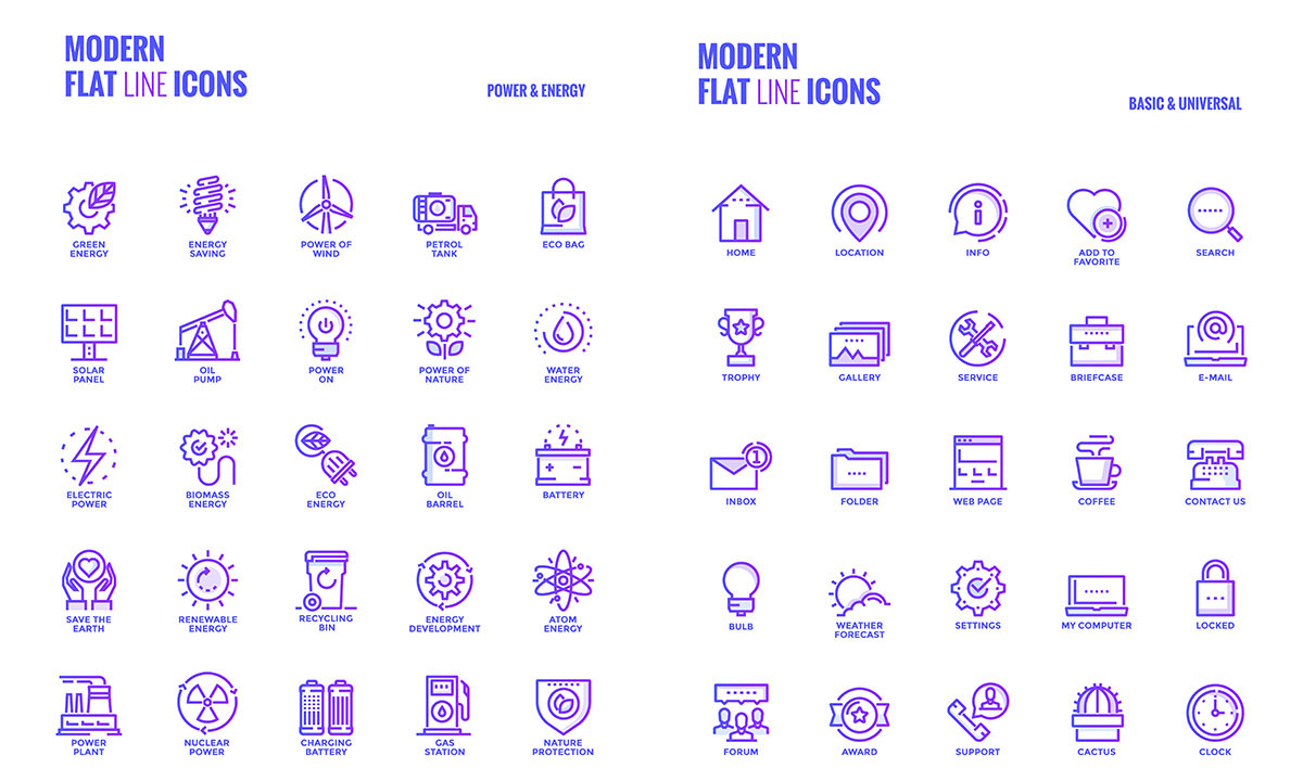 1200x720 Big Collection Of Set Flat Gradient Line Icons On Behance
