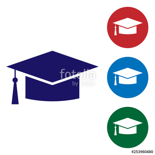 500x500 Blue Graduation Cap Icon Isolated On White Background Graduation