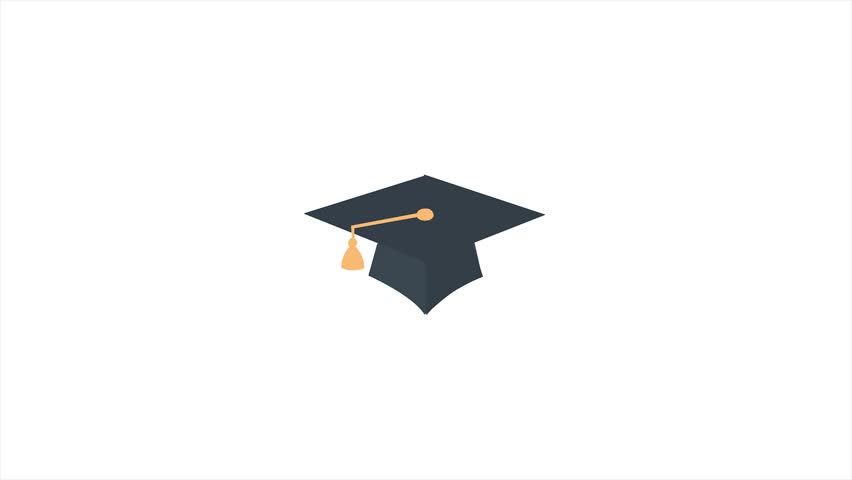 852x480 Cartoon Graduation Hat Icon Animation Stock Footage Video