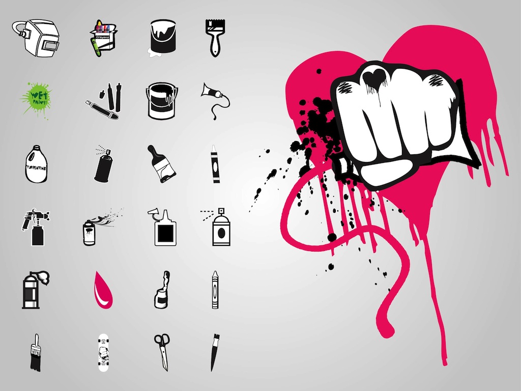1024x768 Graffiti Icons Vector Art Graphics