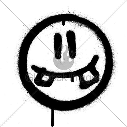 500x500 Graffiti Silly Smiling Icon Face In Black Over White Gl Stock Images