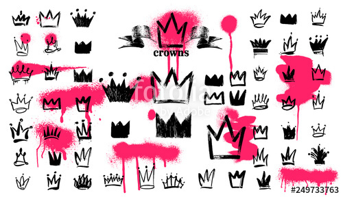 500x288 Mega Set Of Crown Logo Graffiti Icon Black Elements Freehand