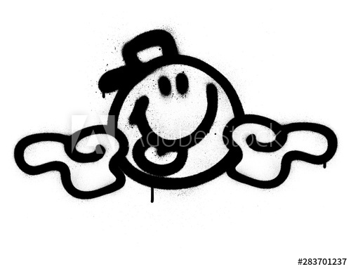500x383 Happy Graffiti Icon Sprayed In Black Over White