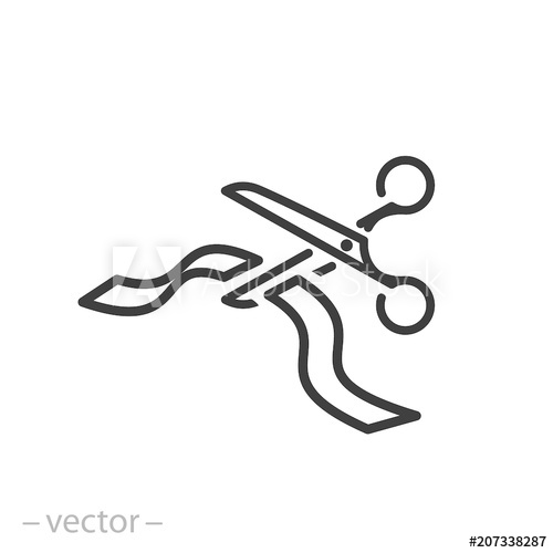 500x500 Grand Opening Icon Scissors And Ribbon Line Sign