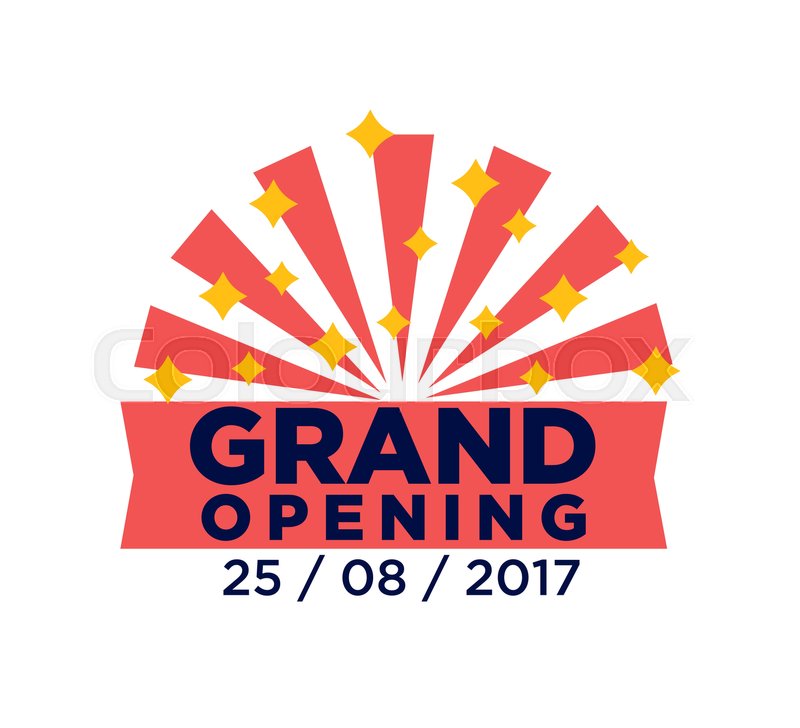 800x728 Grand Opening Ribbon Or Label Design Stock Vector Colourbox