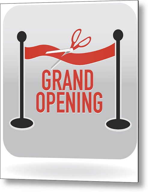 493x641 Ribbon With Scissors Grand Opening Event Icon Metal Print