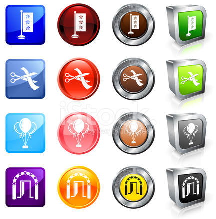 433x439 Grand Opening Royalty Free Vector Button Set Stock Vector