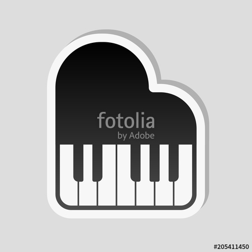 500x500 Grand Piano Icon Sticker Style With White Border And Simple Sha