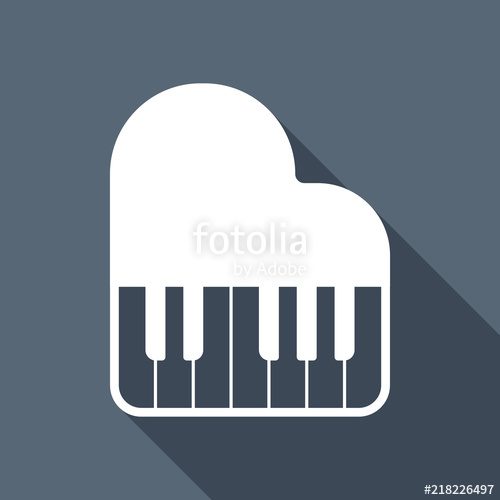 500x500 Grand Piano Icon White Flat Icon With Long Shadow On Background