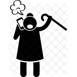 256x256 Angry Grandmother Icon Of Glyph Style