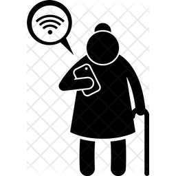 256x256 Mobile Addicted Grandmother Icon Of Glyph Style