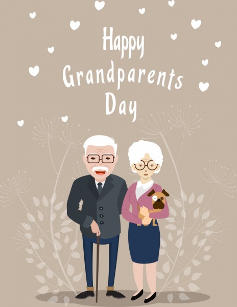 464x600 Grandparents Day Banner Old Couple Icon Free Vector In Adobe