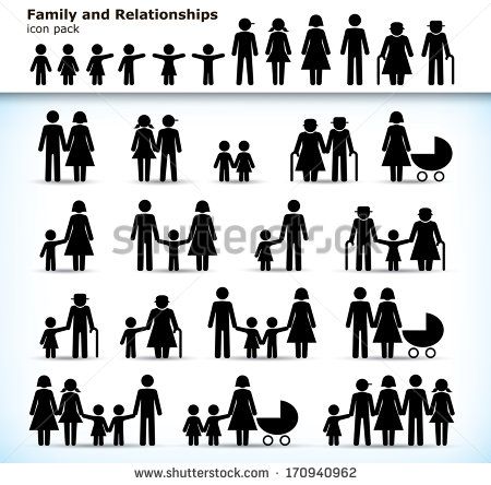 450x444 Editable Set Of Family Pictogram With Children, Parents