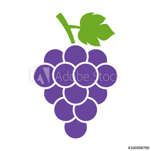 500x500 Bunch Of Wine Grapes With Leaf Flat Color Icon For Food Apps