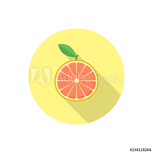 500x500 Fresh Red Grapefruit Icon, Symbol Vector Illustration