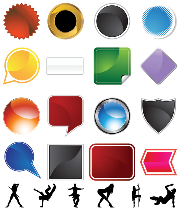 600x694 A Variety Of Graphical Icons And Female Silhouette