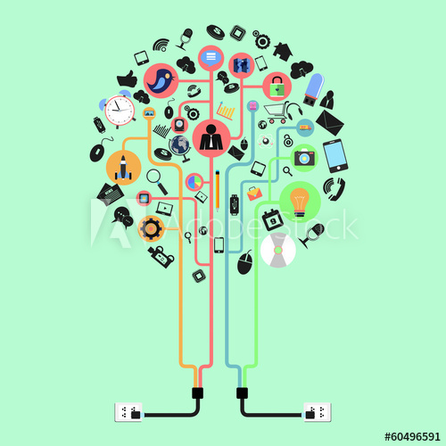 500x500 Social Tree With Applications Graphical User Interface Flat Icon